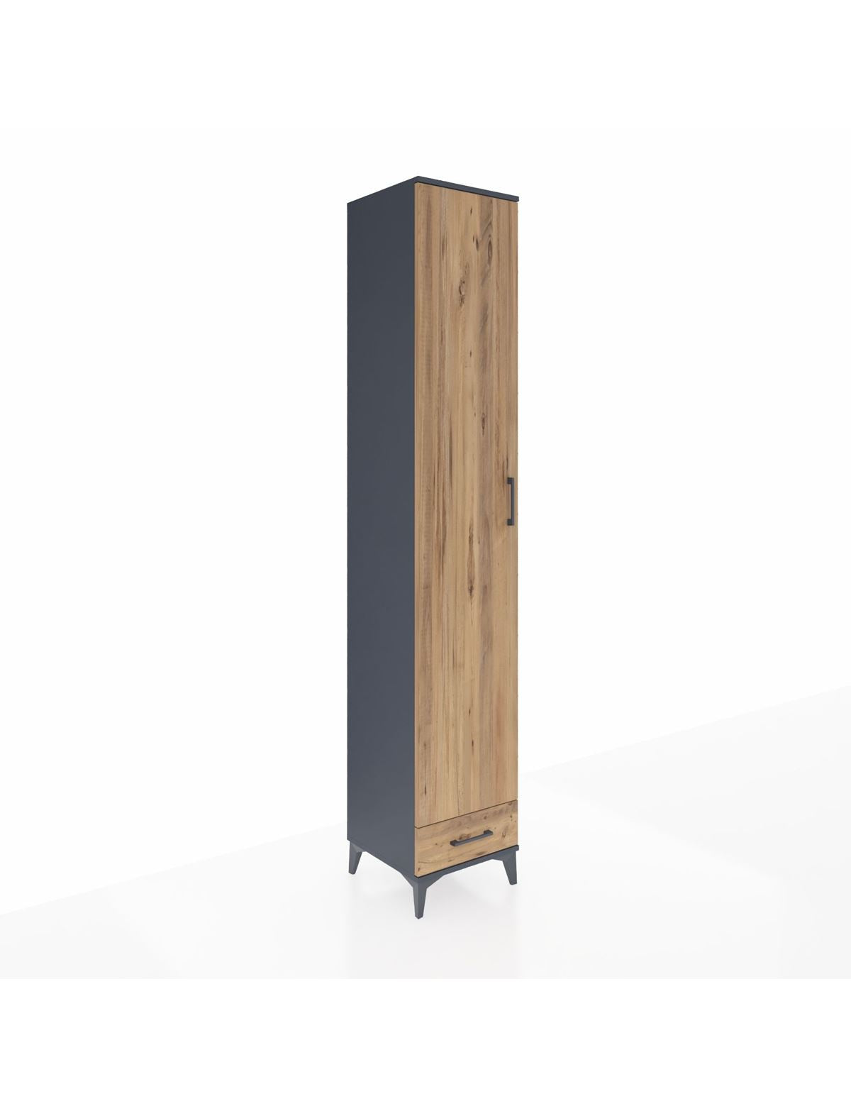 Hyperion Dolap 6 Raflı Tek Çekmeceli Tek Kapaklı 44x44x243 Antrasit-Çam