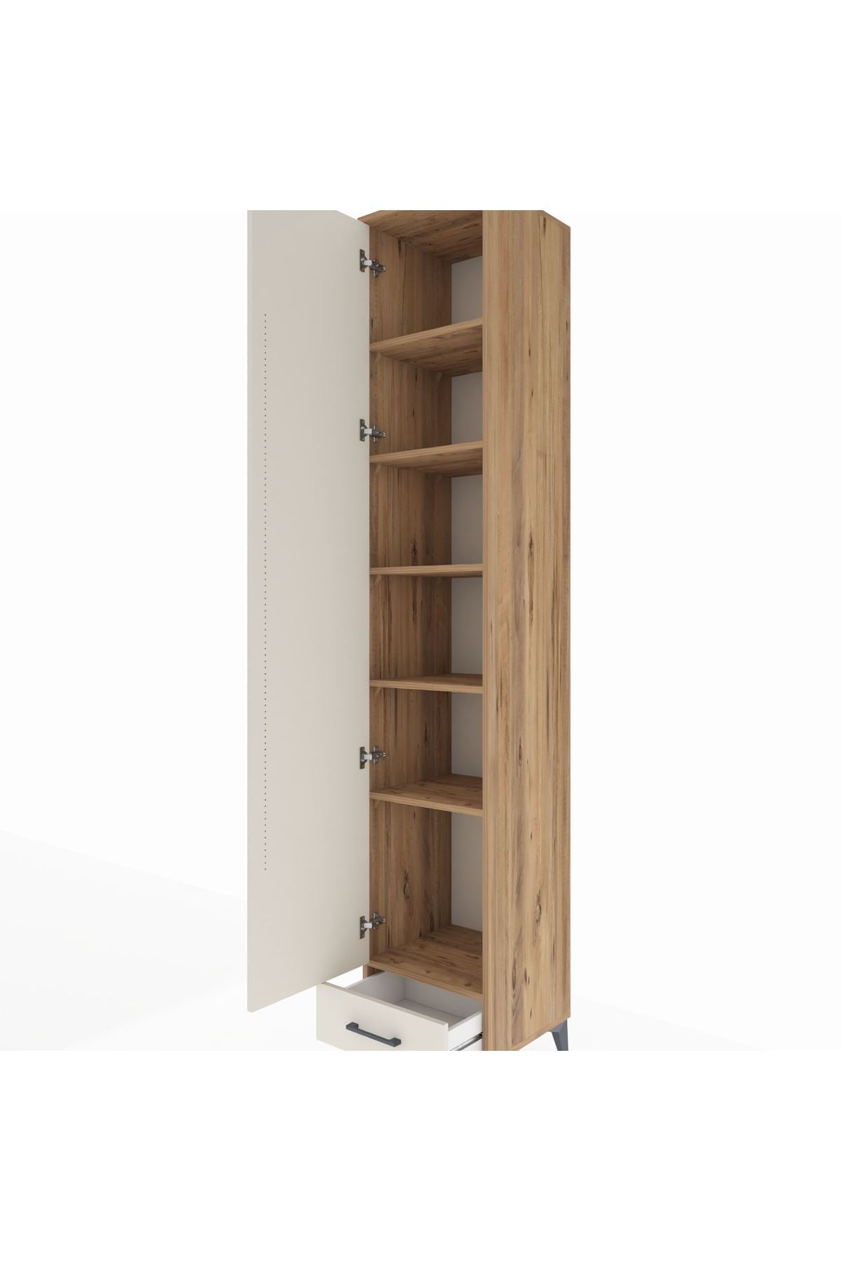 Hyperion Dolap 6 Raflı Tek Çekmeceli Tek Kapaklı 44x44x243 Çam-Aytaşı