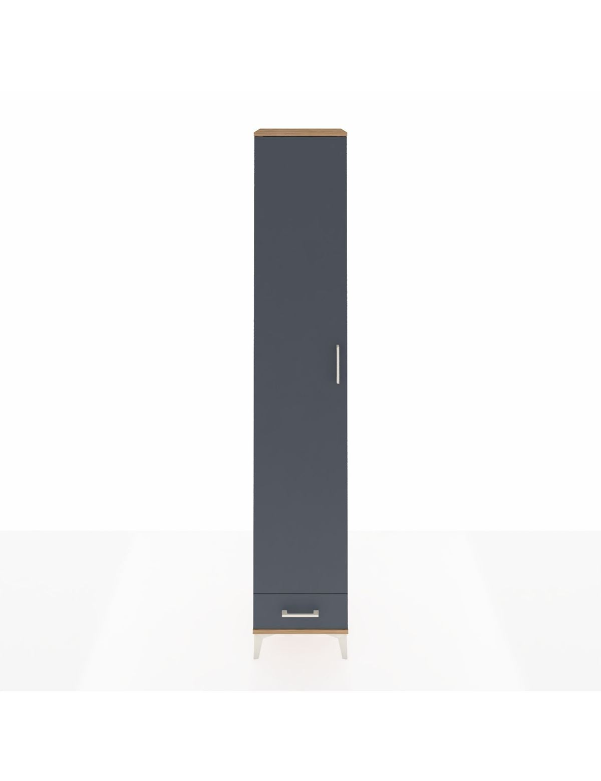 Hyperion Dolap 6 Raflı Tek Çekmeceli Tek Kapaklı 44x44x243 Çam-Antrasit