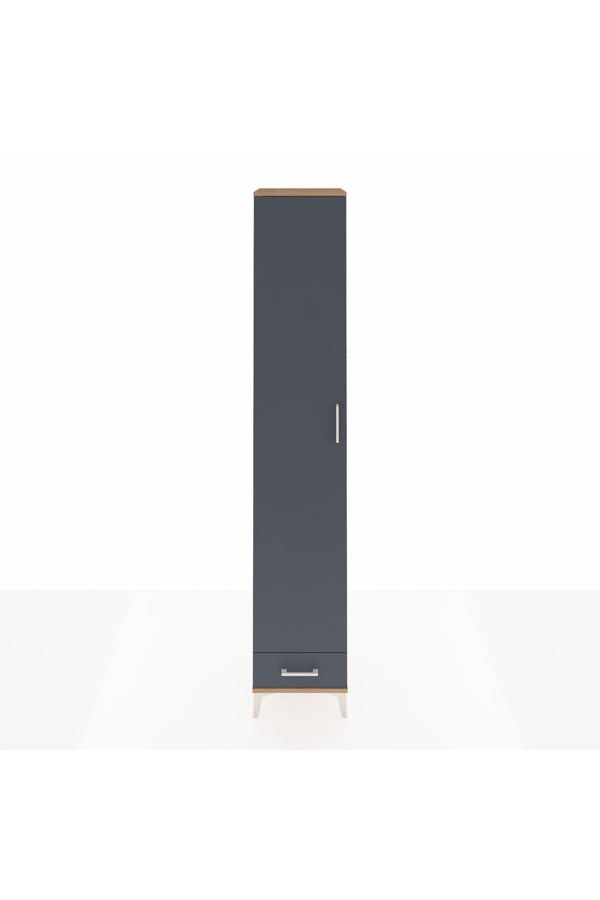 Hyperion Dolap 6 Raflı Tek Çekmeceli Tek Kapaklı 44x44x243 Çam-Antrasit