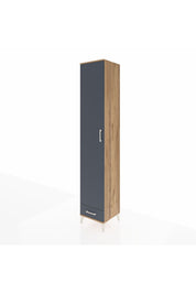 Hyperion Dolap 6 Raflı Tek Çekmeceli Tek Kapaklı 44x44x243 Çam-Antrasit