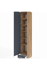 Hyperion Dolap 6 Raflı Tek Çekmeceli Tek Kapaklı 44x44x243 Çam-Antrasit