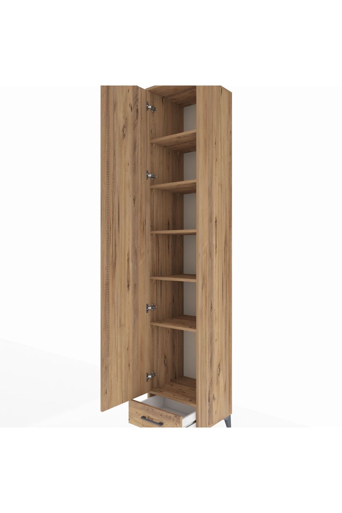 Hyperion Dolap 6 Raflı Tek Çekmeceli Tek Kapaklı 44x44x243 Çam-Çam