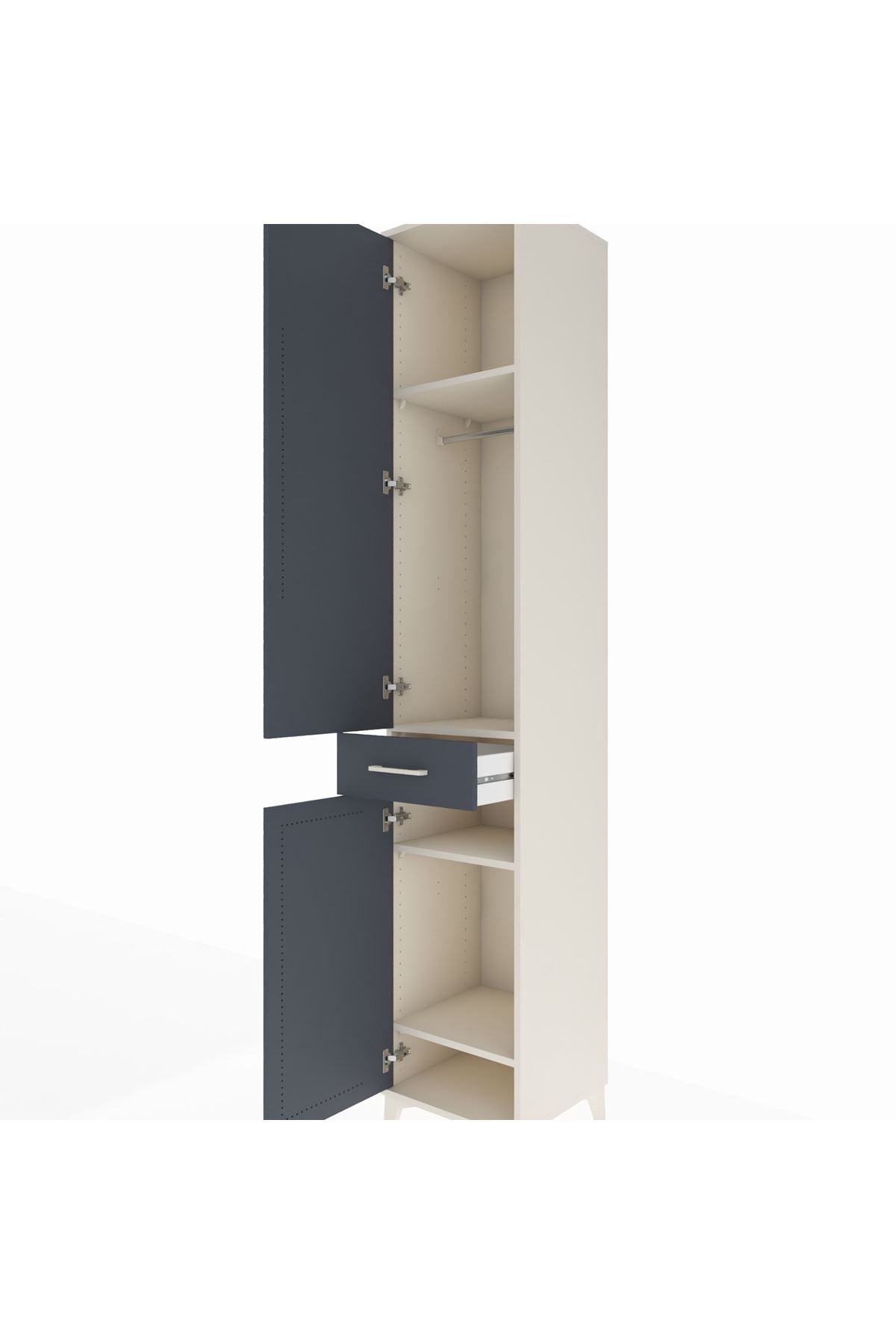 Hyperion Dolap 4 Raflı Tek Çekmeceli Tek Askılı 44x44x243 Aytaşı-Antrasit