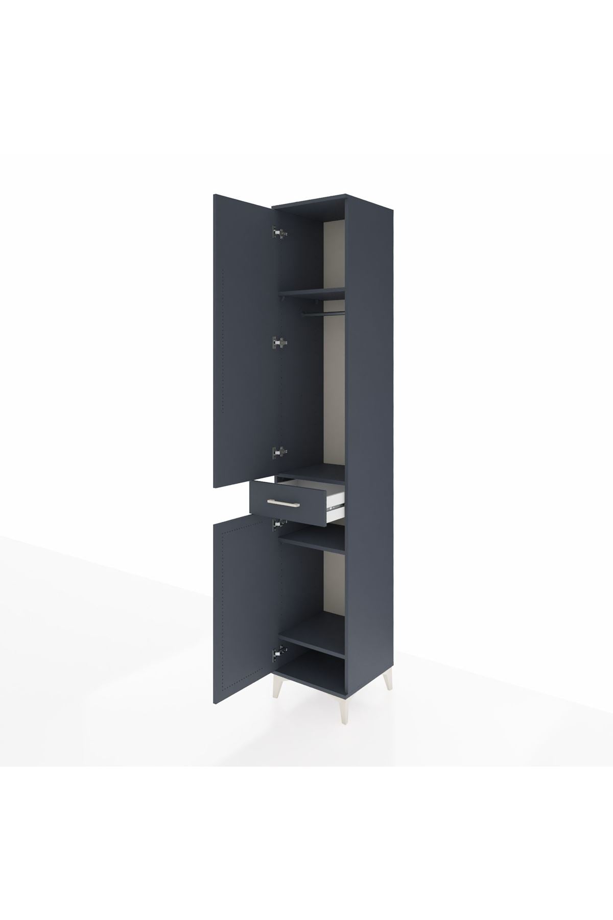 Hyperion Dolap 4 Raflı Tek Çekmeceli Tek Askılı 44x44x243 Antrasit-Antrasit