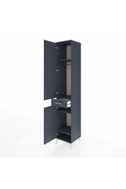 Hyperion Dolap 4 Raflı Tek Çekmeceli Tek Askılı 44x44x243 Antrasit-Antrasit