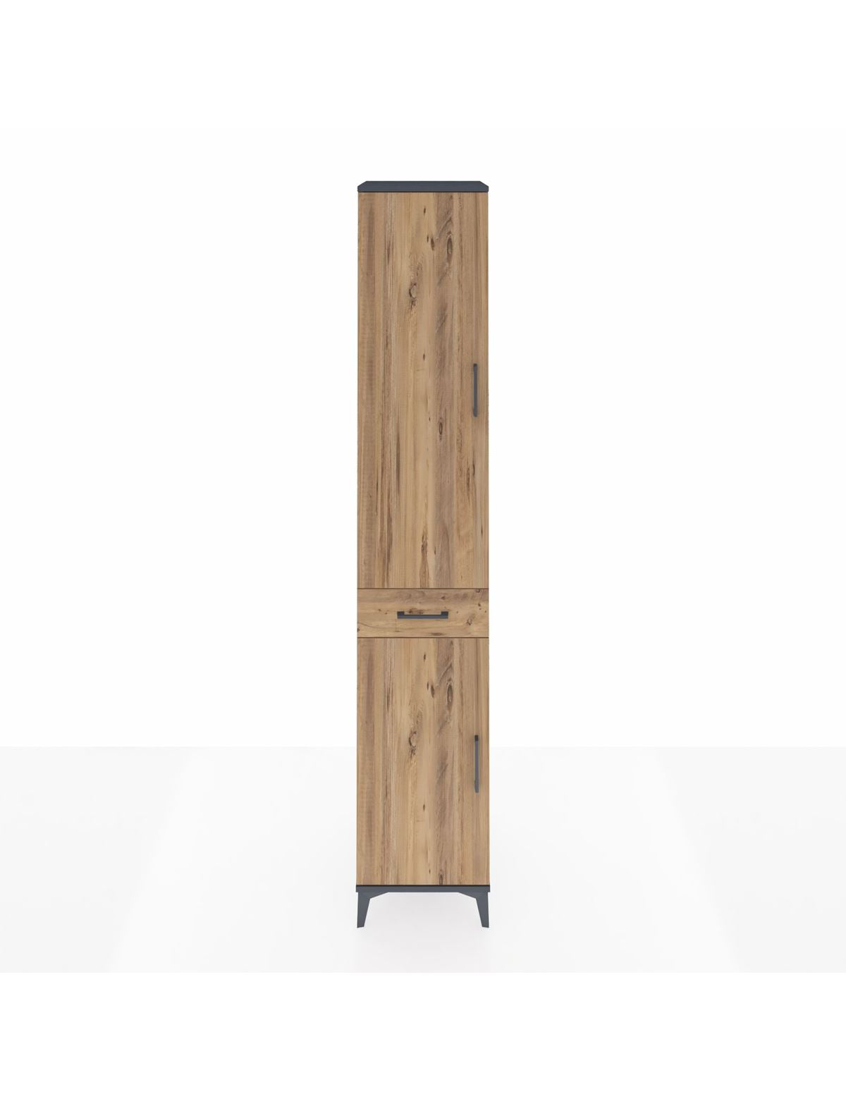 Hyperion Dolap 4 Raflı Tek Çekmeceli Tek Askılı 44x44x243 Antrasit-Çam