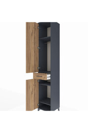 Hyperion Dolap 4 Raflı Tek Çekmeceli Tek Askılı 44x44x243 Antrasit-Çam