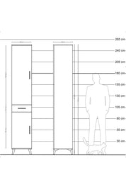 Hyperion Dolap 4 Raflı Tek Çekmeceli Tek Askılı 44x44x243 Antrasit-Çam