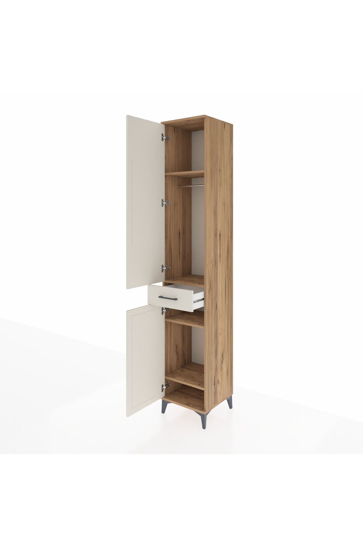 Hyperion Dolap 4 Raflı Tek Çekmeceli Tek Askılı 44x44x243 Çam-Aytaşı