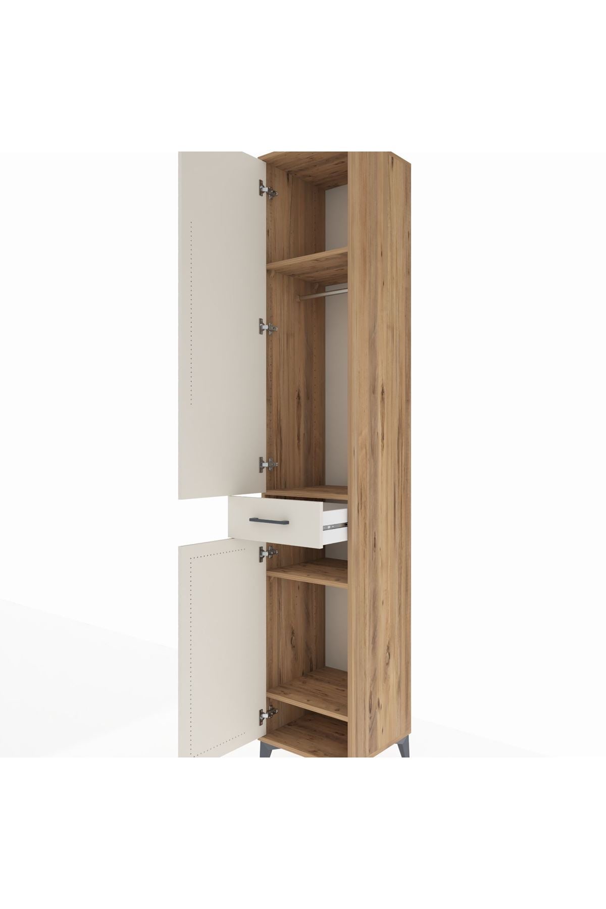 Hyperion Dolap 4 Raflı Tek Çekmeceli Tek Askılı 44x44x243 Çam-Aytaşı