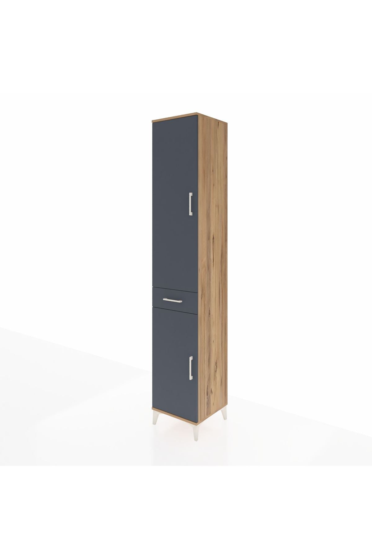 Hyperion Dolap 4 Raflı Tek Çekmeceli Tek Askılı 44x44x243 Çam-Antrasit