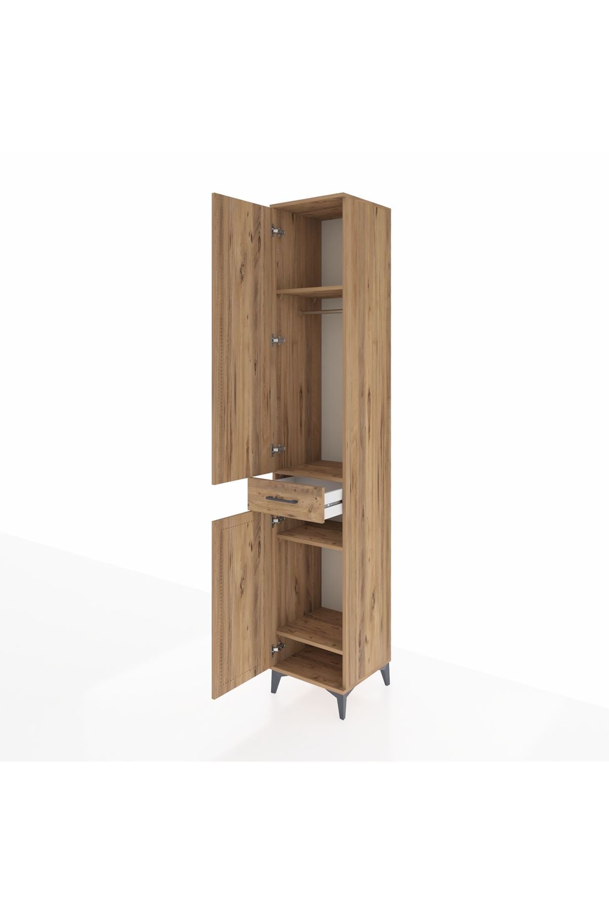 Hyperion Dolap 4 Raflı Tek Çekmeceli Tek Askılı 44x44x243 Çam-Çam