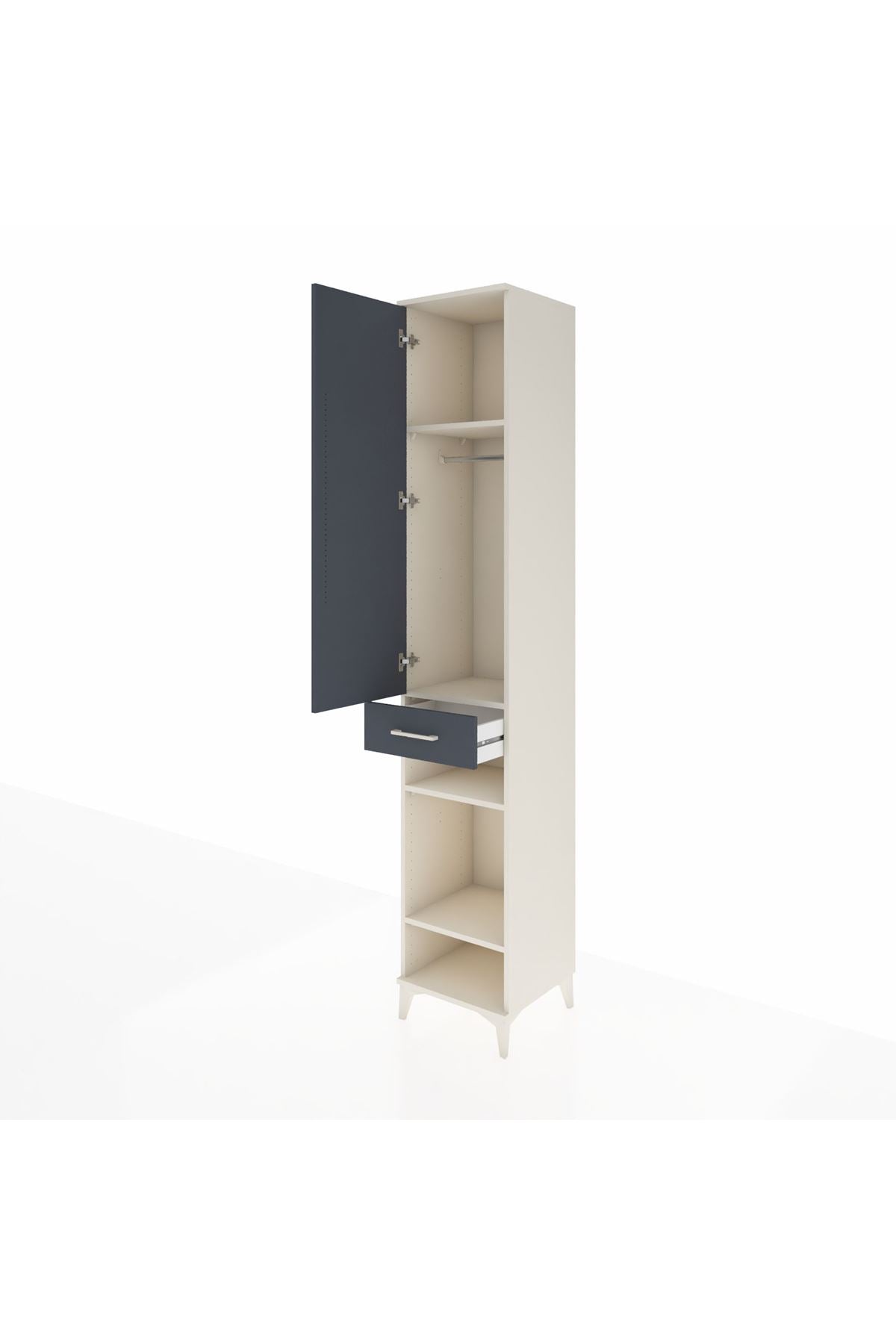 Hyperion Dolap 4 Raflı Tek Çekmeceli Tek Askılı 44x44x243 Aytaşı-Antrasit