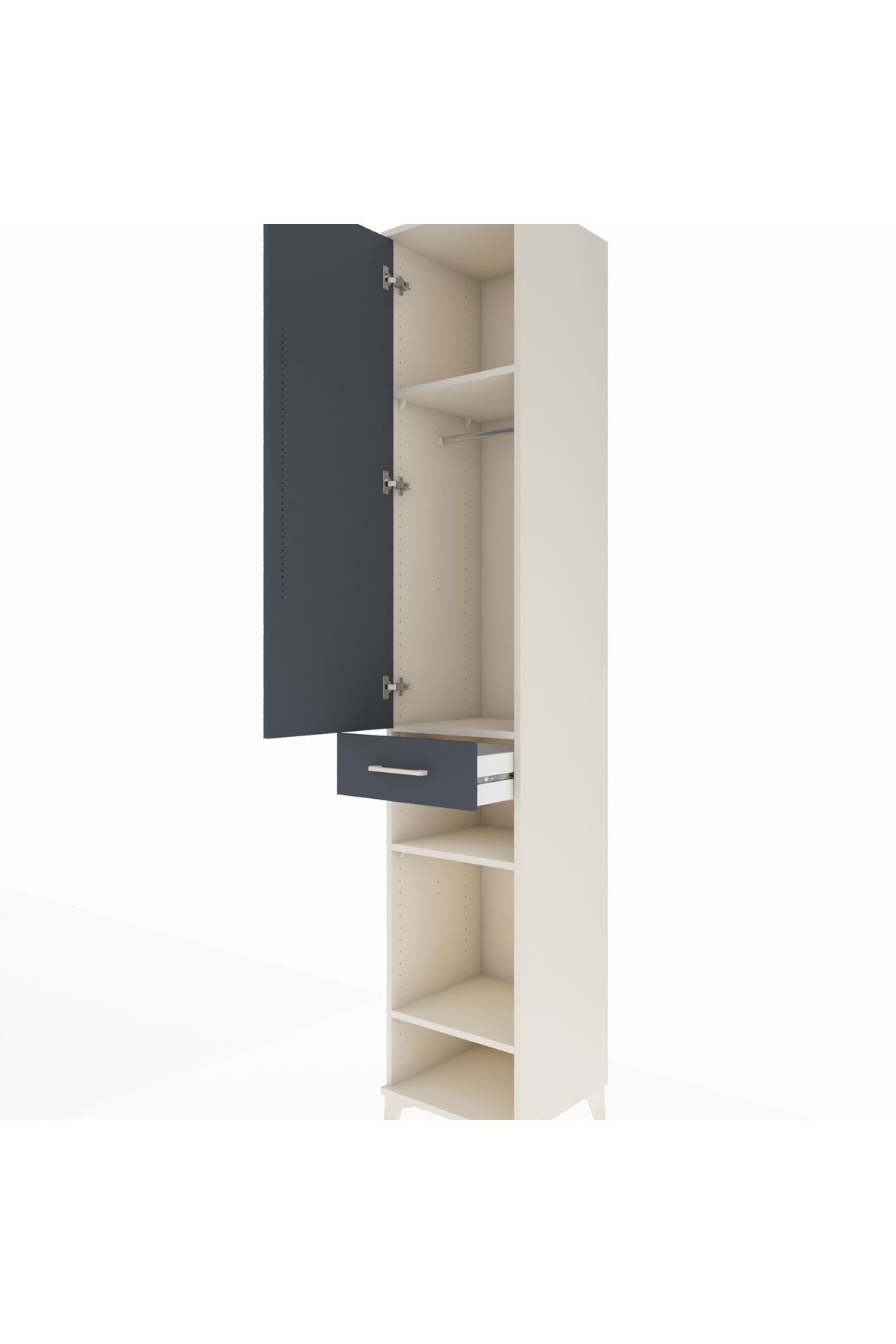 Hyperion Dolap 4 Raflı Tek Çekmeceli Tek Askılı 44x44x243 Aytaşı-Antrasit