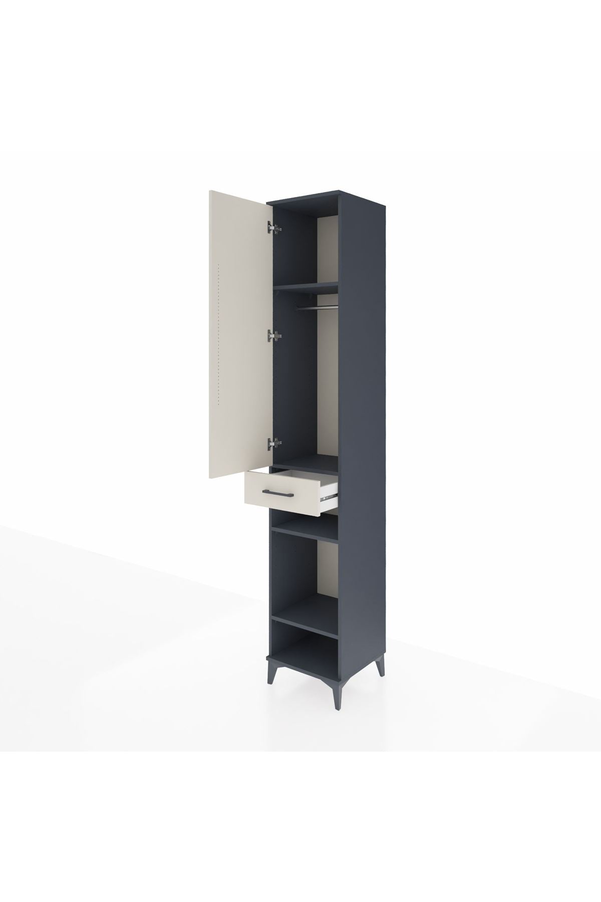 Hyperion Dolap 4 Raflı Tek Çekmeceli Tek Askılı 44x44x243 Antrasit-Aytaşı