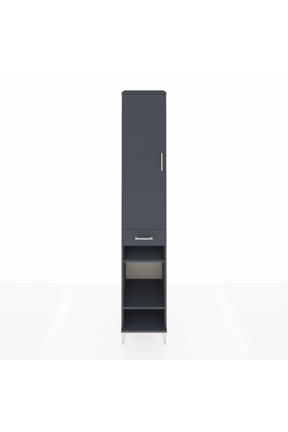 Hyperion Dolap 4 Raflı Tek Çekmeceli Tek Askılı 44x44x243 Antrasit-Antrasit