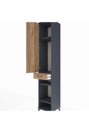 Hyperion Dolap 4 Raflı Tek Çekmeceli Tek Askılı 44x44x243 Antrasit-Çam