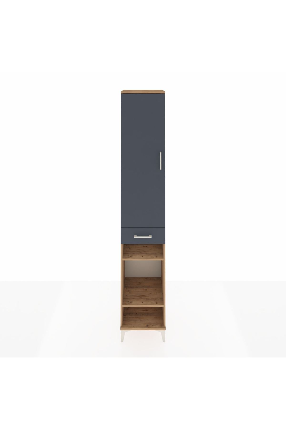 Hyperion Dolap 4 Raflı Tek Çekmeceli Tek Askılı 44x44x243 Çam-Antrasit