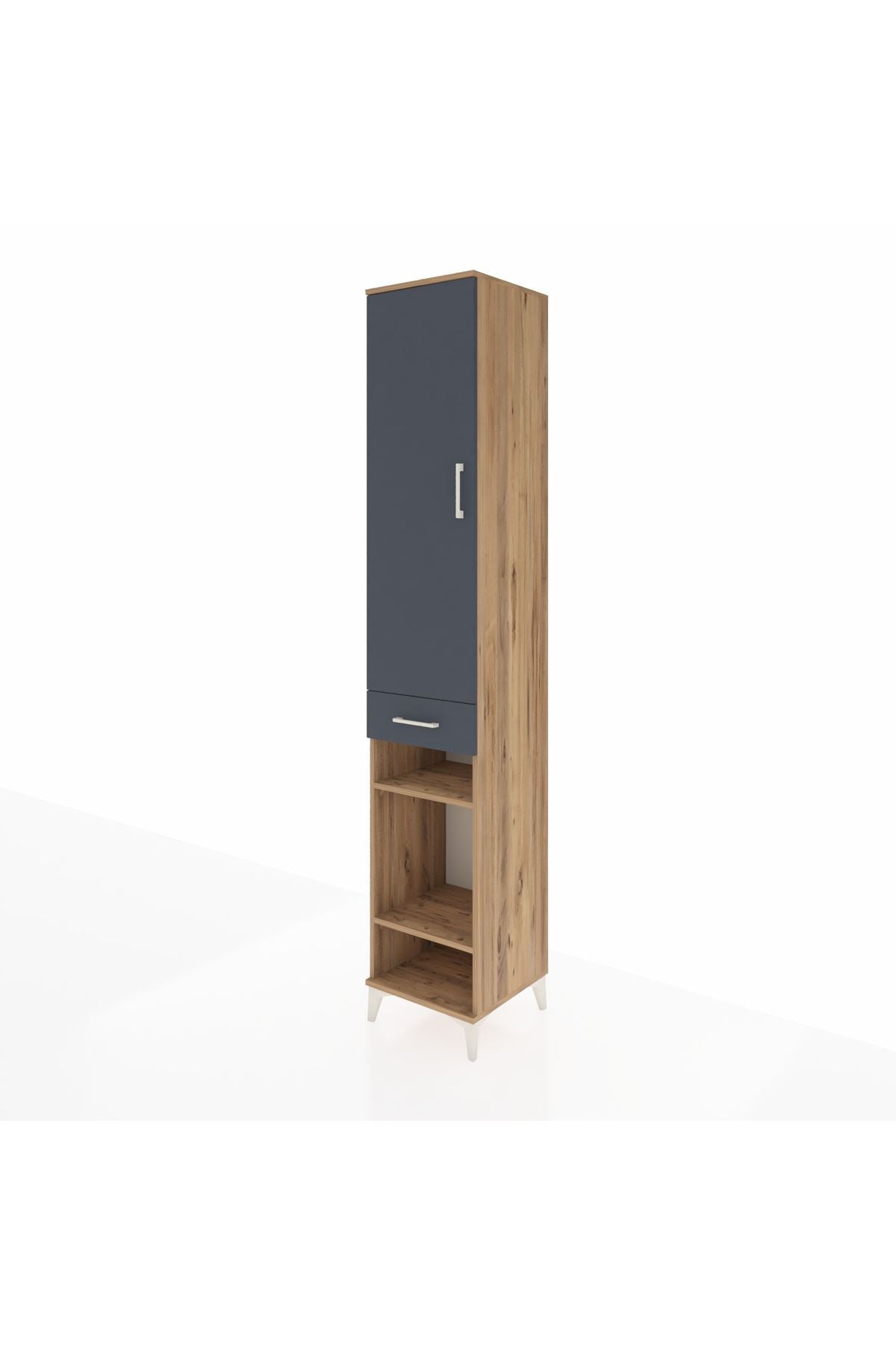 Hyperion Dolap 4 Raflı Tek Çekmeceli Tek Askılı 44x44x243 Çam-Antrasit