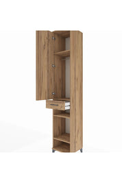 Hyperion Dolap 4 Raflı Tek Çekmeceli Tek Askılı 44x44x243 Çam-Çam