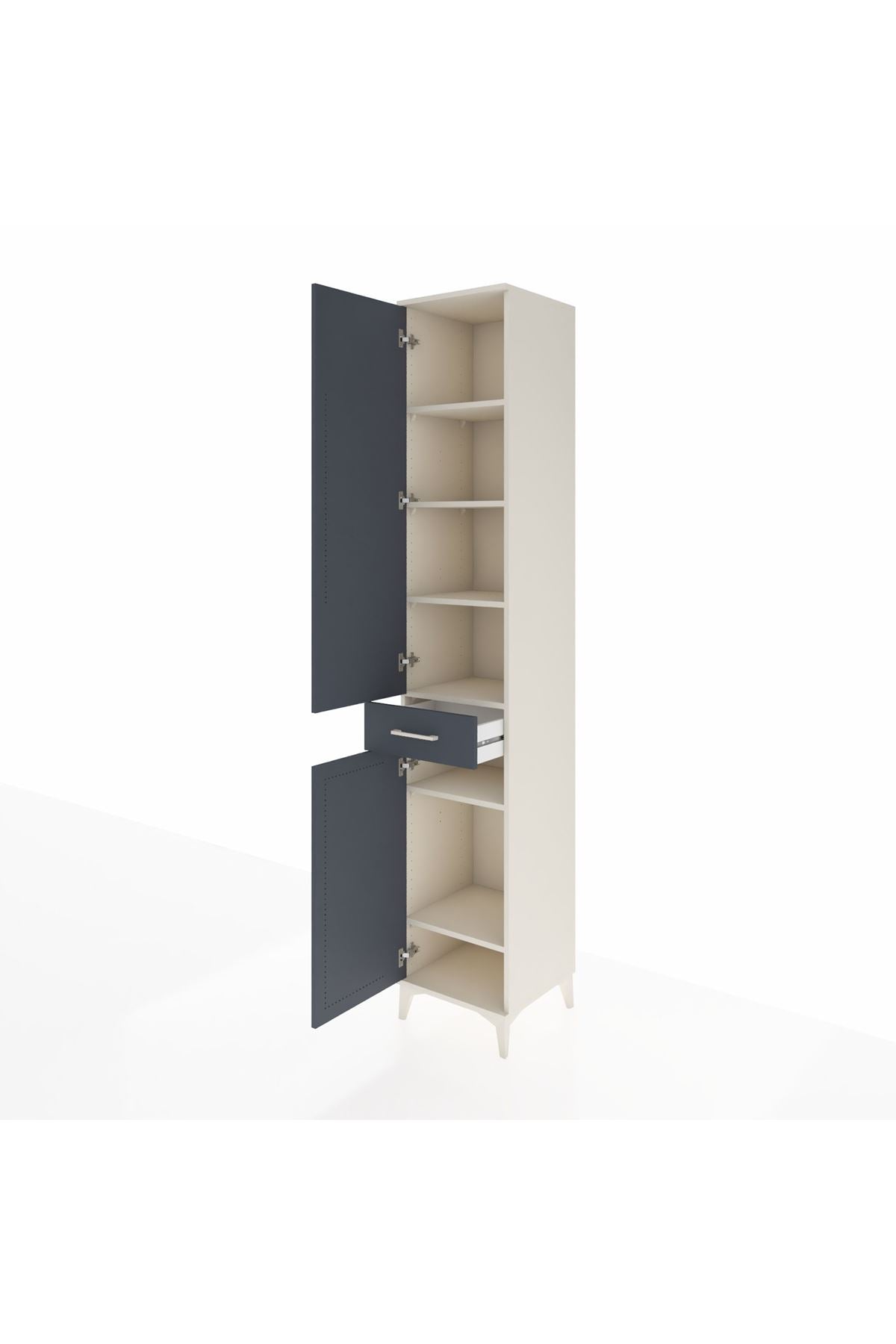 Hyperion Dolap 6 Raflı Tek Çekmeceli 2 Kapaklı 44x44x243 Aytaşı-Antrasit