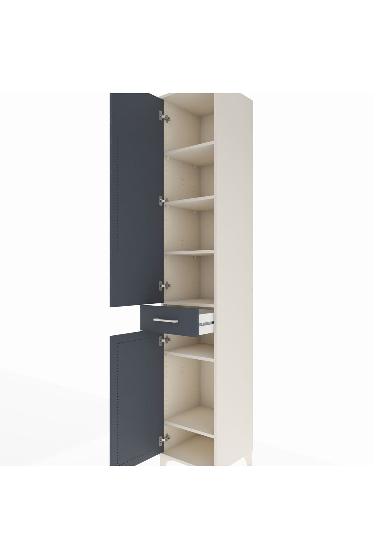 Hyperion Dolap 6 Raflı Tek Çekmeceli 2 Kapaklı 44x44x243 Aytaşı-Antrasit