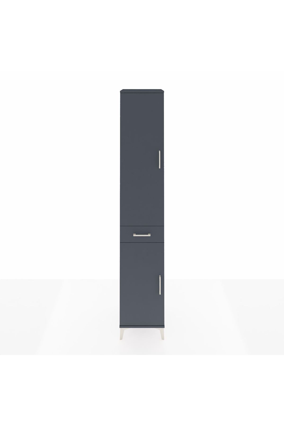 Hyperion Dolap 6 Raflı Tek Çekmeceli 2 Kapaklı 44x44x243 Antrasit-Antrasit