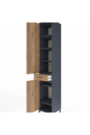 Hyperion Dolap 6 Raflı Tek Çekmeceli 2 Kapaklı 44x44x243 Antrasit-Çam