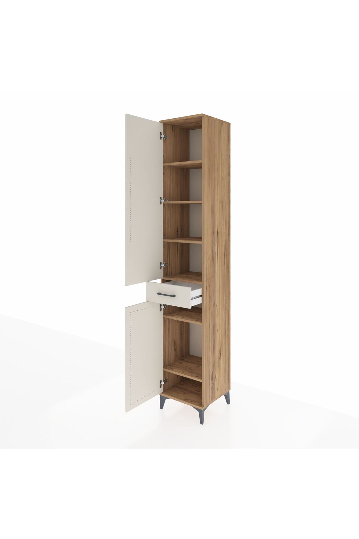 Hyperion Dolap 6 Raflı Tek Çekmeceli 2 Kapaklı 44x44x243 Çam-Aytaşı