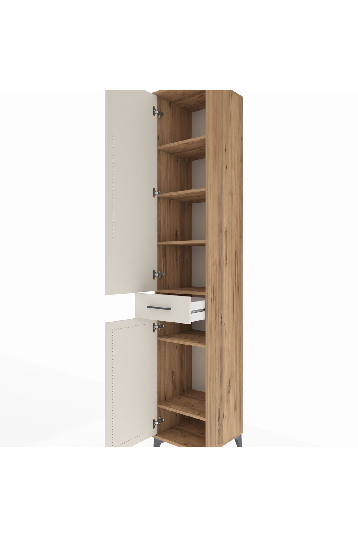 Hyperion Dolap 6 Raflı Tek Çekmeceli 2 Kapaklı 44x44x243 Çam-Aytaşı