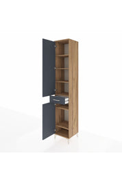 Hyperion Dolap 6 Raflı Tek Çekmeceli 2 Kapaklı 44x44x243 Çam-Antrasit