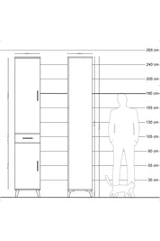 Hyperion Dolap 6 Raflı Tek Çekmeceli 2 Kapaklı 44x44x243 Çam-Antrasit