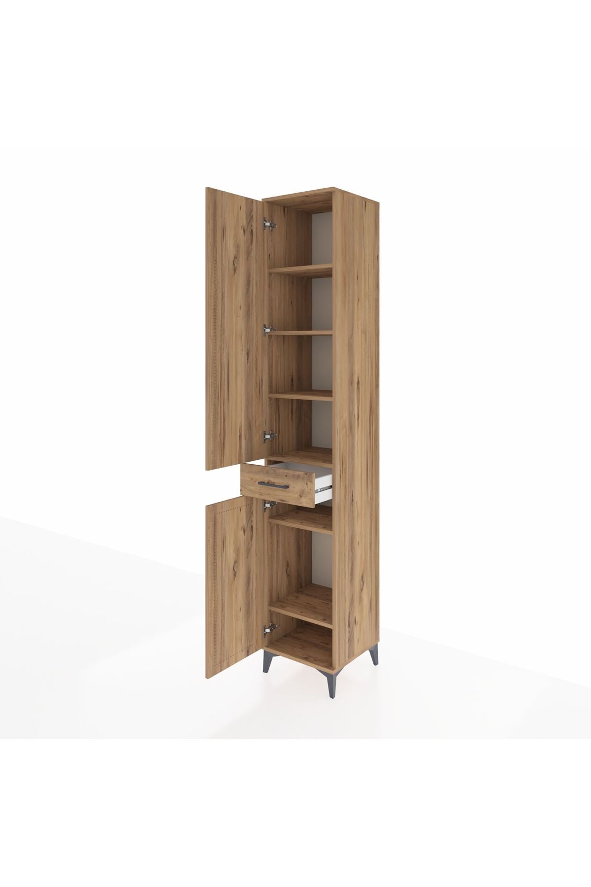 Hyperion Dolap 6 Raflı Tek Çekmeceli 2 Kapaklı 44x44x243 Çam-Çam