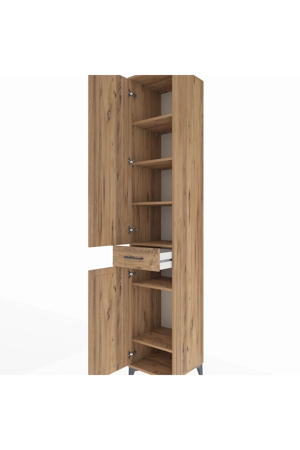 Hyperion Dolap 6 Raflı Tek Çekmeceli 2 Kapaklı 44x44x243 Çam-Çam