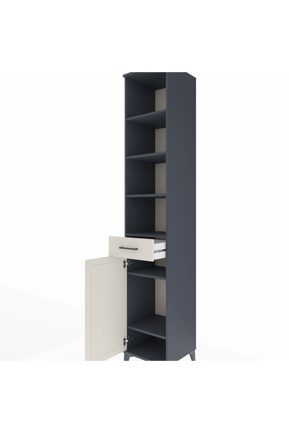 Hyperion Dolap 6 Raflı Tek Çekmeceli Tek Kapaklı 44x44x243 Antrasit-Aytaşı