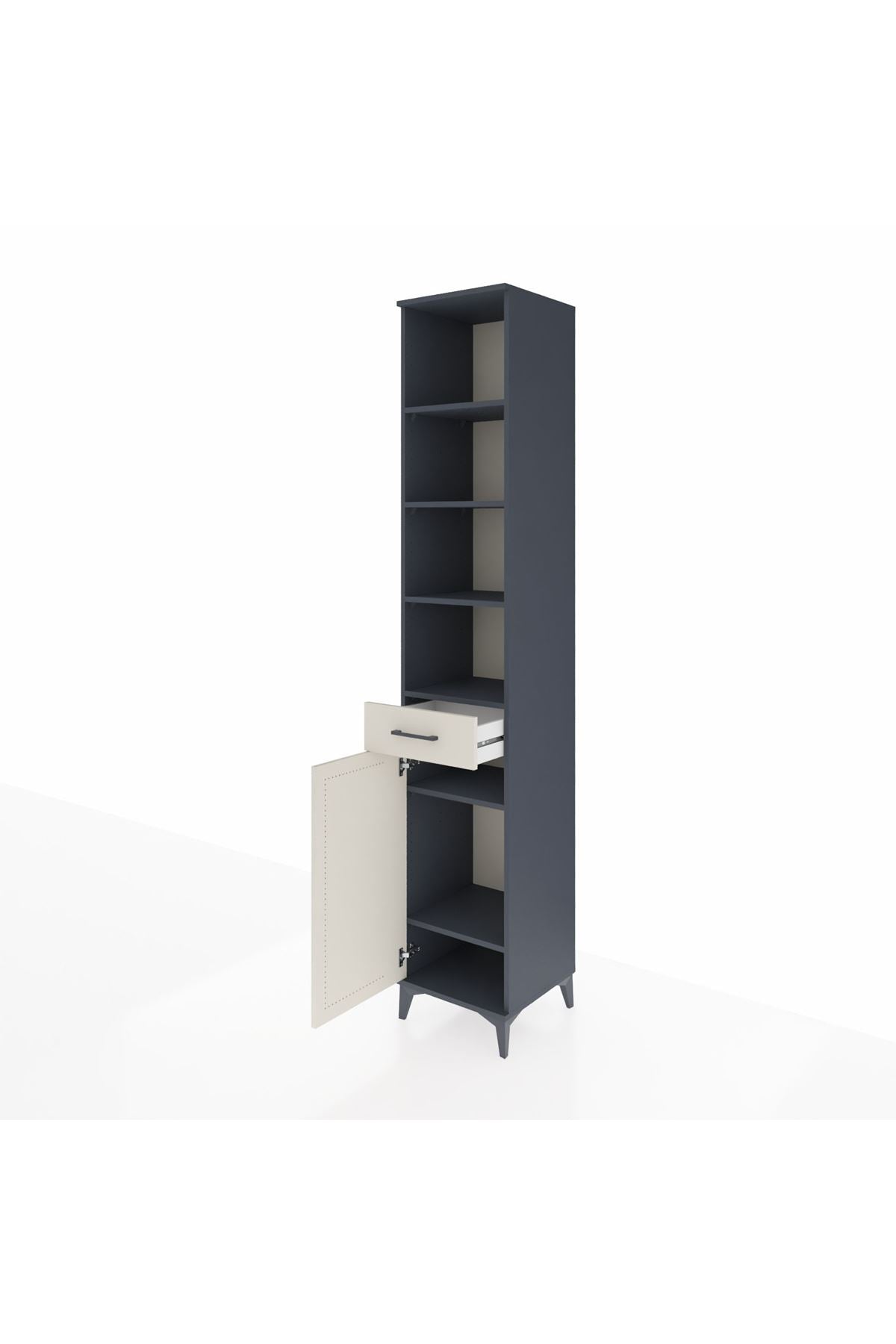 Hyperion Dolap 6 Raflı Tek Çekmeceli Tek Kapaklı 44x44x243 Antrasit-Aytaşı