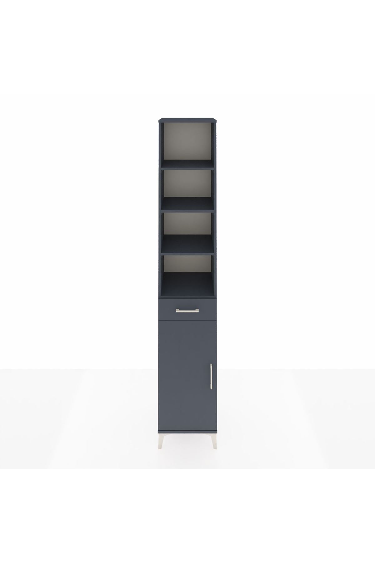 Hyperion Dolap 6 Raflı Tek Çekmeceli Tek Kapaklı 44x44x243 Antrasit-Antrasit