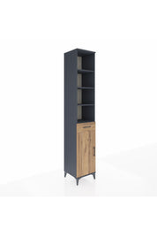 Hyperion Dolap 6 Raflı Tek Çekmeceli Tek Kapaklı 44x44x243 Antrasit-Çam