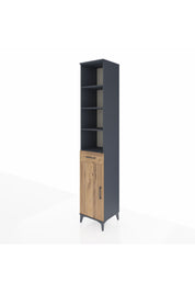 Hyperion Dolap 6 Raflı Tek Çekmeceli Tek Kapaklı 44x44x243 Antrasit-Çam