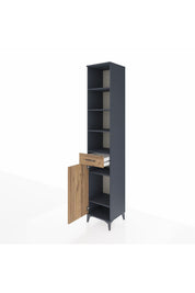 Hyperion Dolap 6 Raflı Tek Çekmeceli Tek Kapaklı 44x44x243 Antrasit-Çam