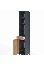Hyperion Dolap 6 Raflı Tek Çekmeceli Tek Kapaklı 44x44x243 Antrasit-Çam