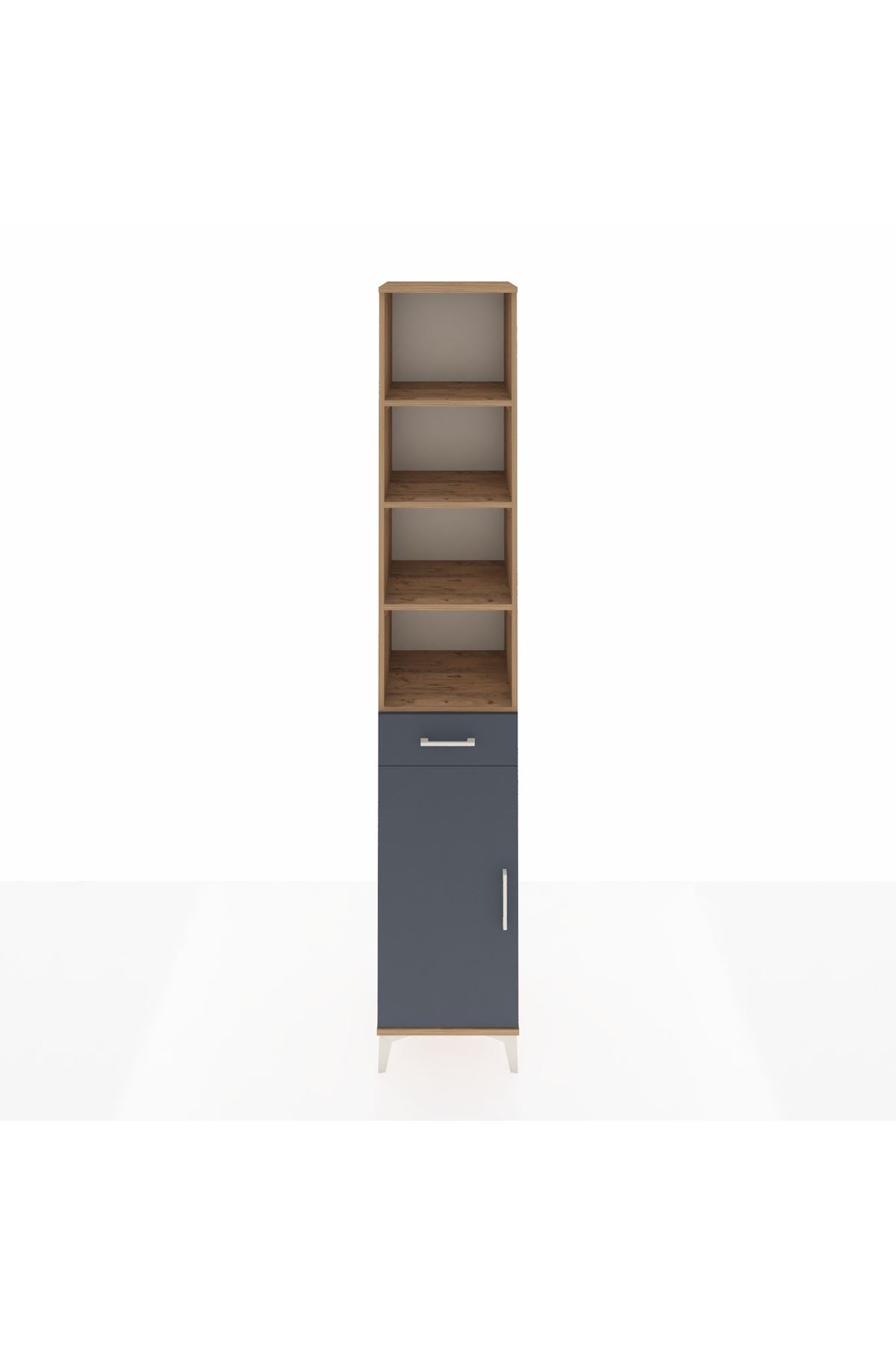 Hyperion Dolap 6 Raflı Tek Çekmeceli Tek Kapaklı 44x44x243 Çam-Antrasit