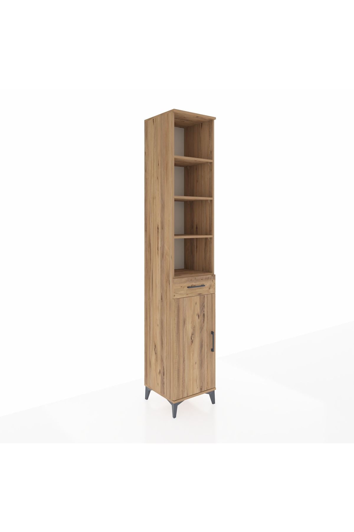 Hyperion Dolap 6 Raflı Tek Çekmeceli Tek Kapaklı 44x44x243 Çam-Çam