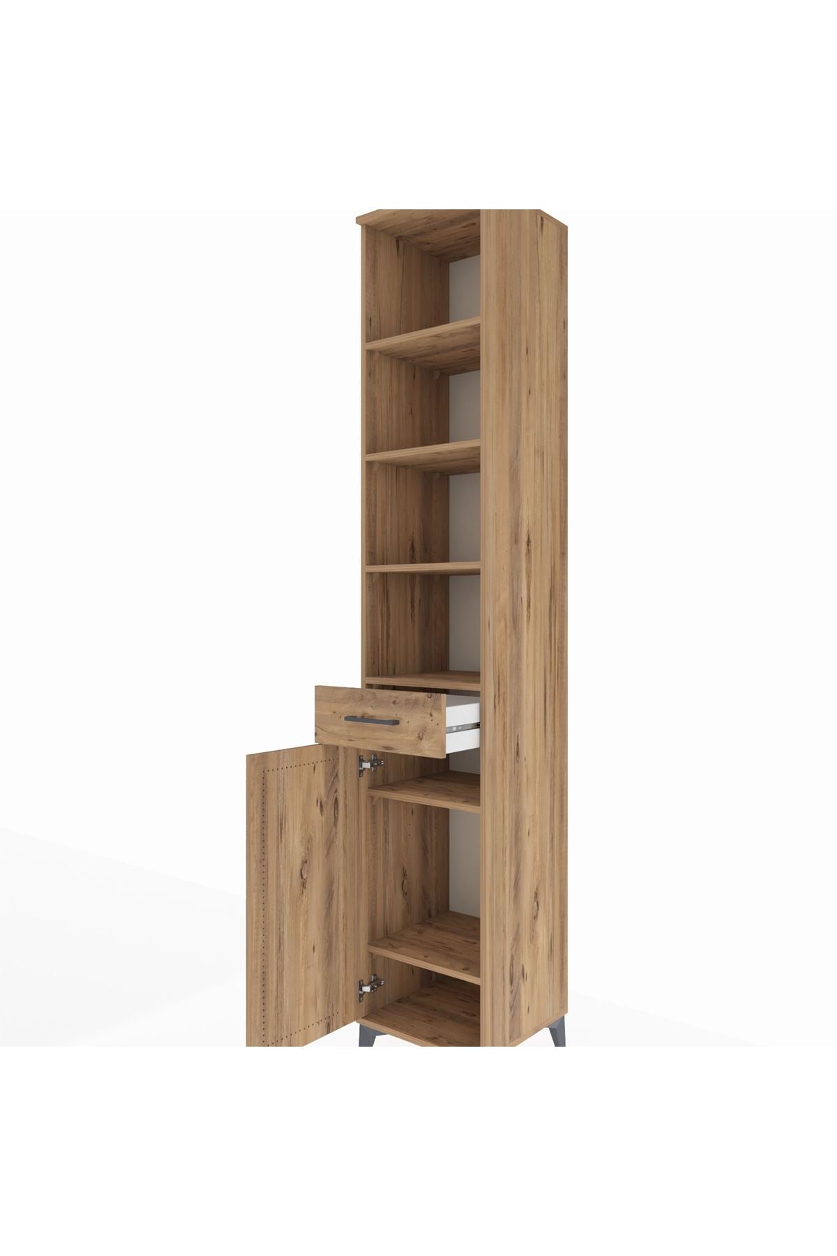 Hyperion Dolap 6 Raflı Tek Çekmeceli Tek Kapaklı 44x44x243 Çam-Çam