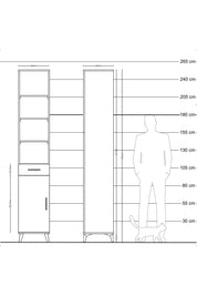Hyperion Dolap 6 Raflı Tek Çekmeceli Tek Kapaklı 44x44x243 Çam-Çam