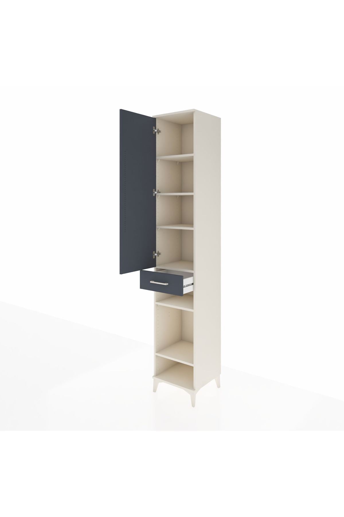 Hyperion Dolap 6 Raflı Tek Çekmeceli Tek Kapaklı 44x44x243 Aytaşı-Antrasit