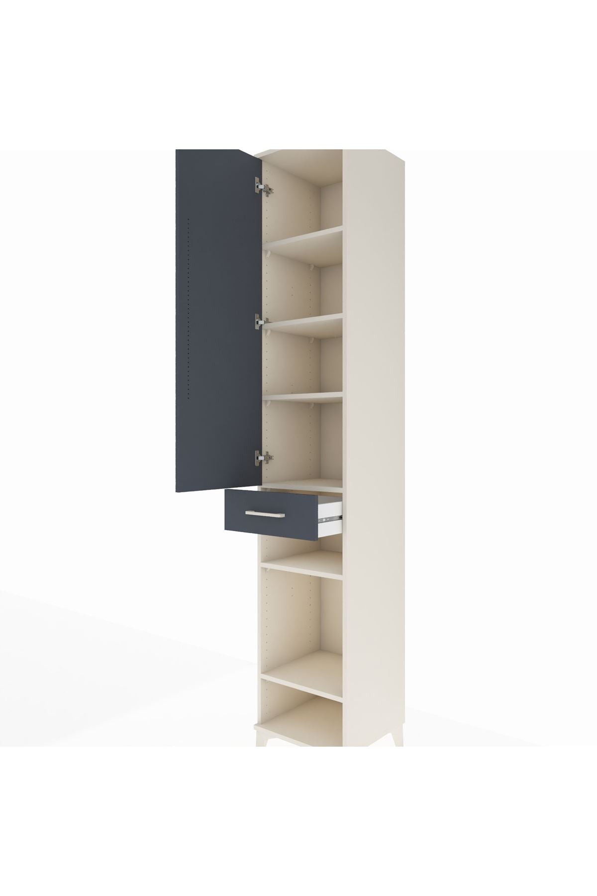 Hyperion Dolap 6 Raflı Tek Çekmeceli Tek Kapaklı 44x44x243 Aytaşı-Antrasit