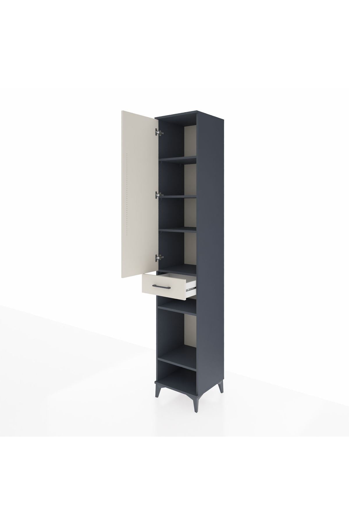 Hyperion Dolap 6 Raflı Tek Çekmeceli Tek Kapaklı 44x44x243 Antrasit-Aytaşı