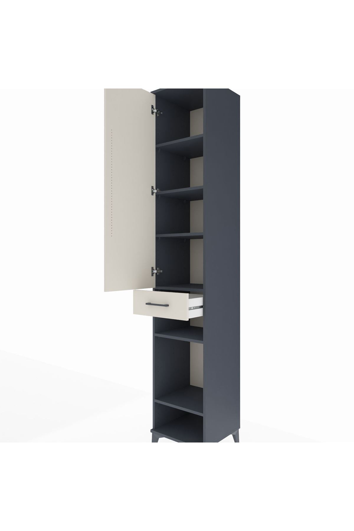 Hyperion Dolap 6 Raflı Tek Çekmeceli Tek Kapaklı 44x44x243 Antrasit-Aytaşı